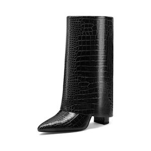 Vaslemuse Croc Embossed Foldover Boots